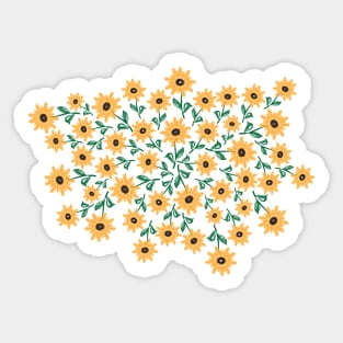 Hand Drawn Yellow Green Sunflowers Sticker